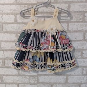 Isobella & Chloe Ivory Ruffled Floral Dress, Size 24 Months